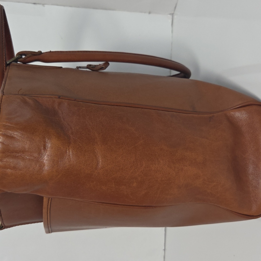 Vintage Eddie Bauer Brown Leather Tote Bag - Picture 6 of 16